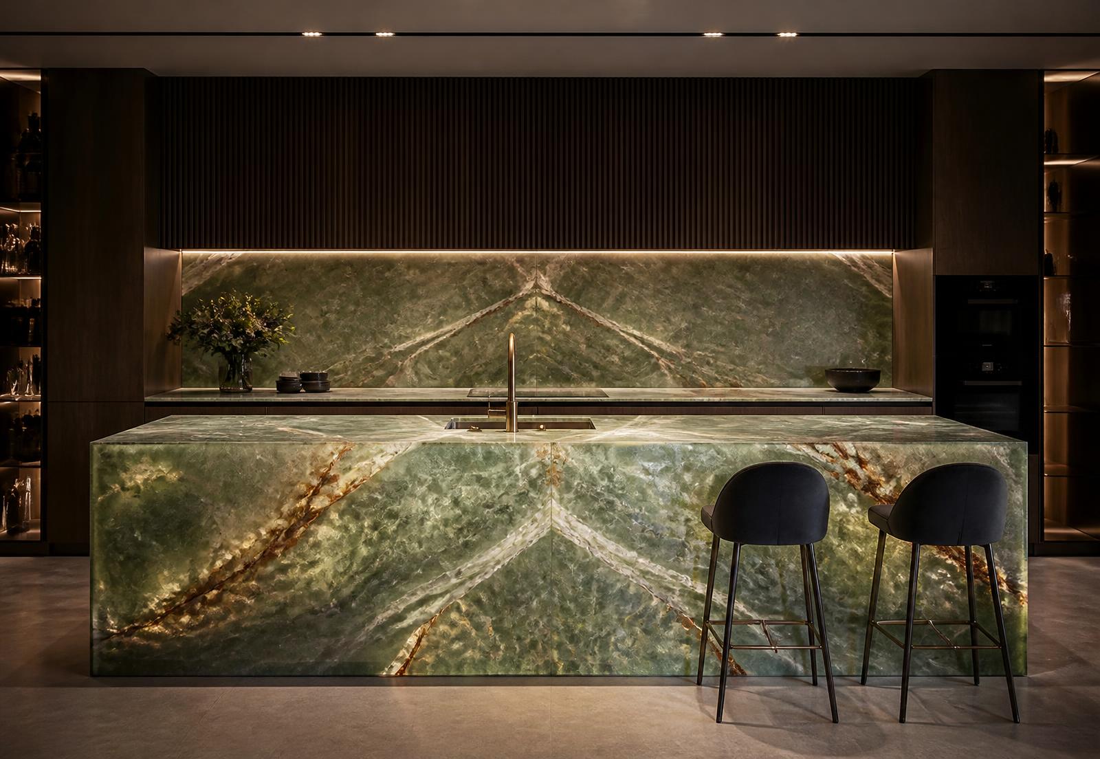 Green Onyx Kitchen Monolith in Verde Onice